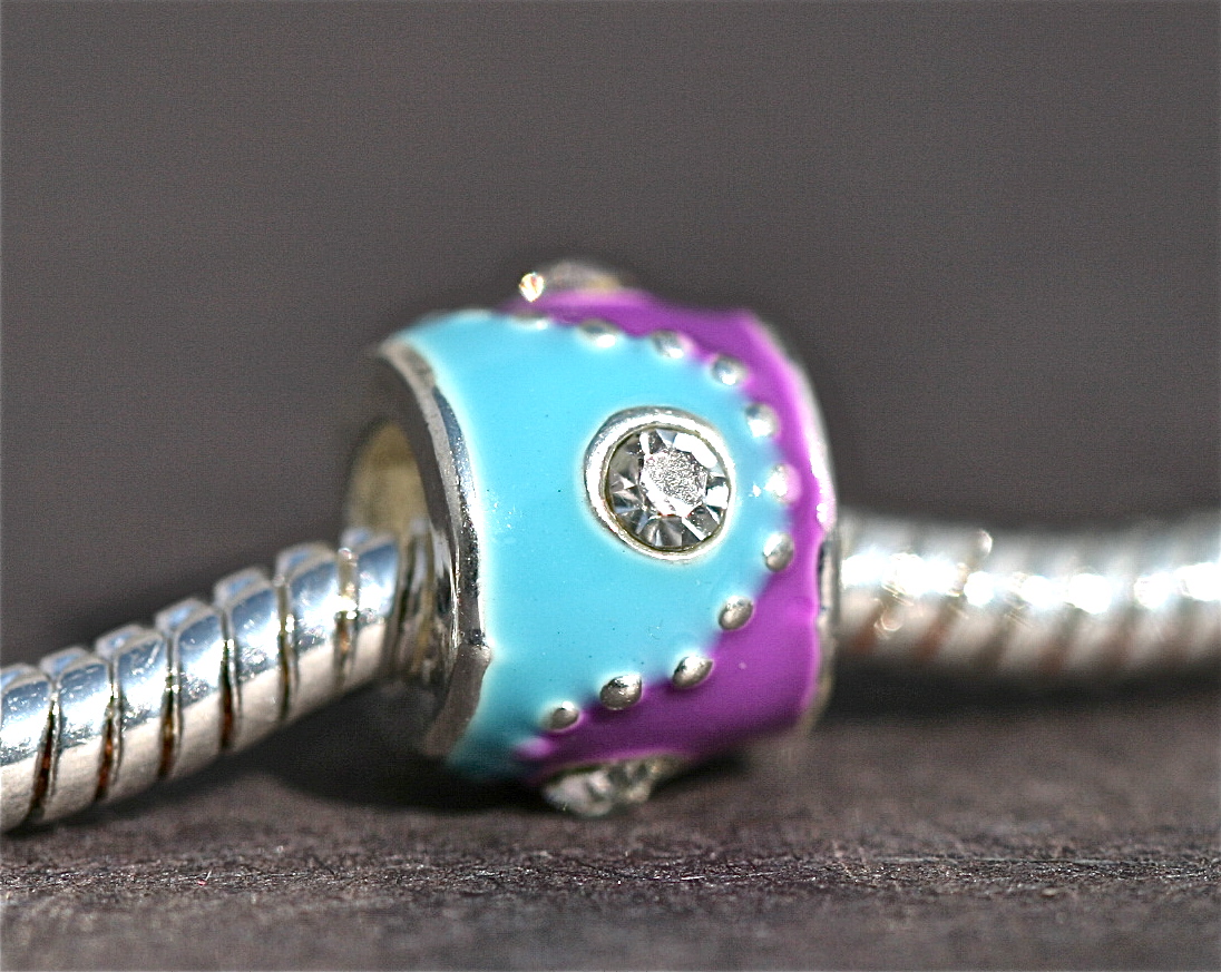 Turquoise/Purple enamel bead