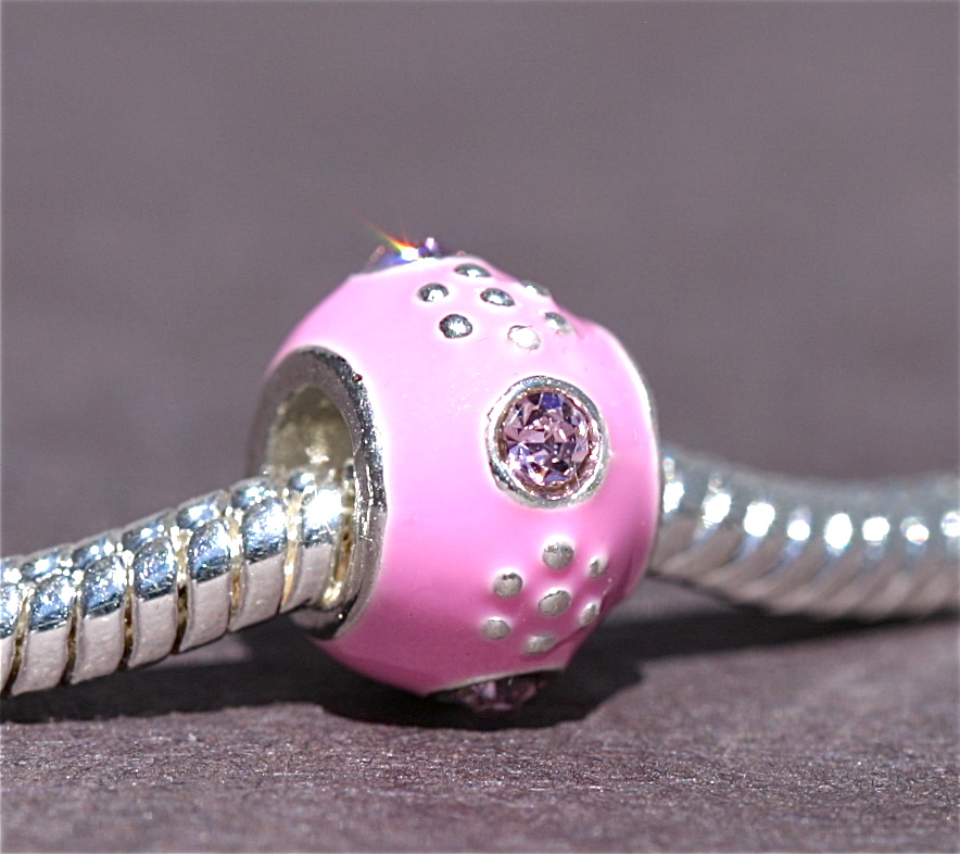 Pink ball enamel bead