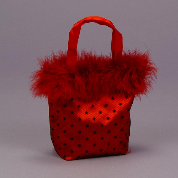 Red Dots Handbag W/ Feathers